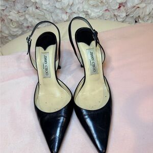 Jimmy Choo Black Leather Heels